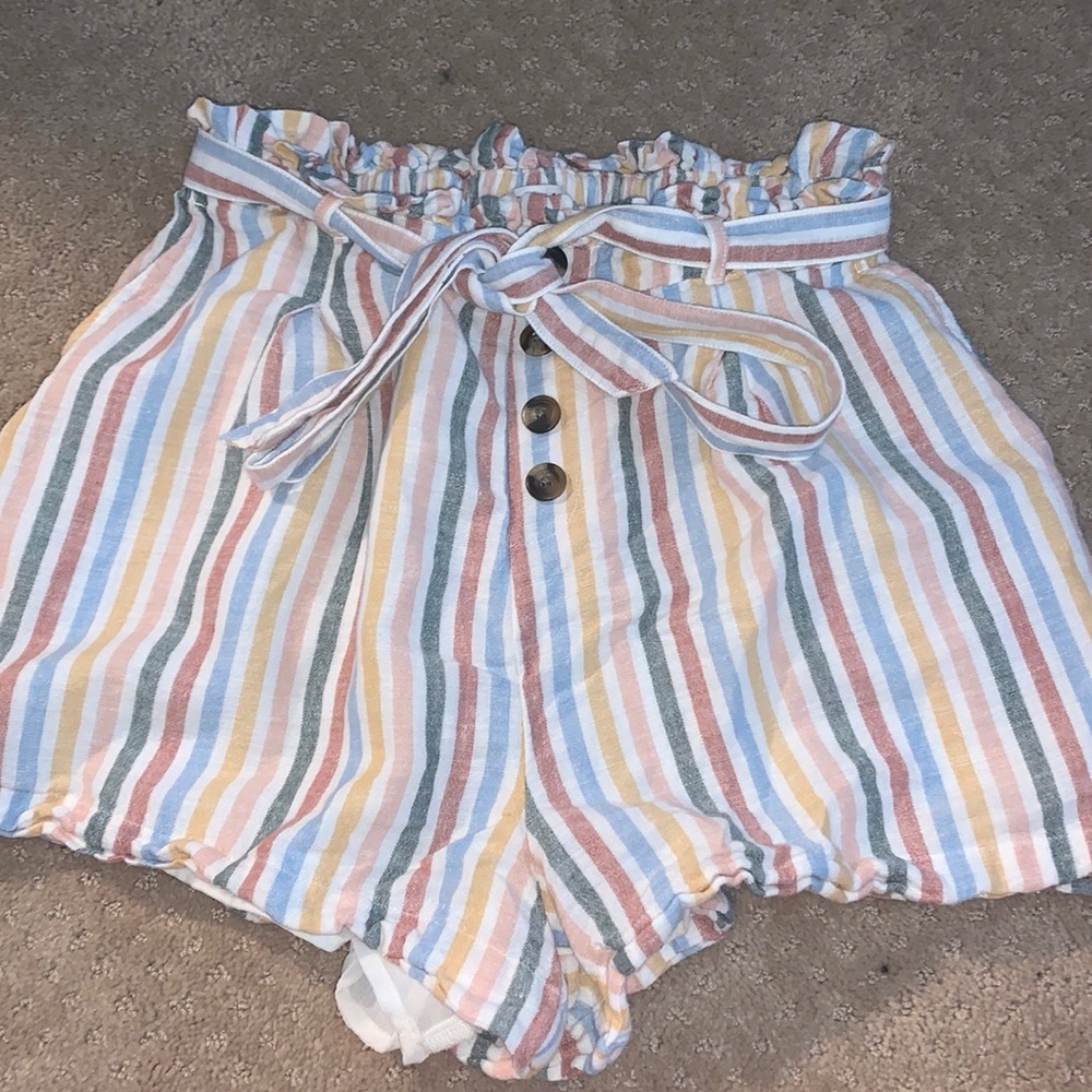 American eagle stripped paper bag shorts